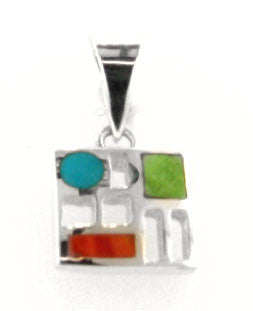 Inlaid Sterling Silver Pendant
