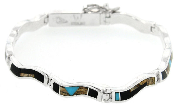 David Rosales Wavy Inlaid Sterling Silver Bracelet