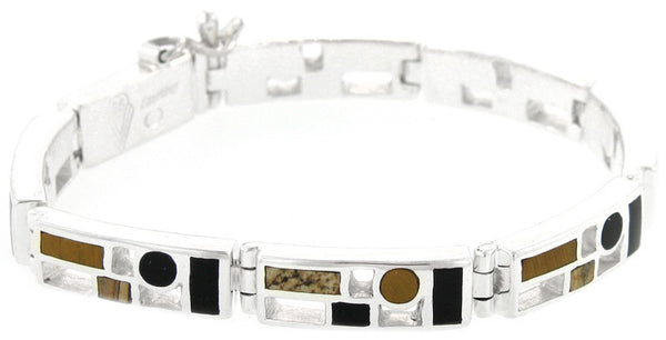 David Rosales Code Talker Inlaid Sterling Silver Bracelet