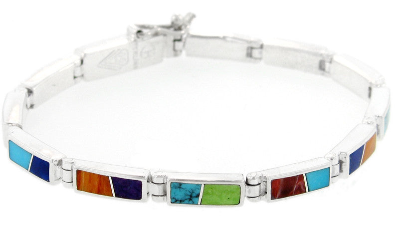 David Rosales Two Tone Link Inlaid Sterling Silver Bracelet