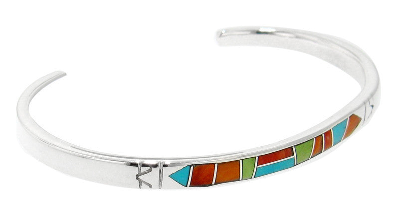 David Rosales Streamlined Inlaid Sterling Silver Bracelet