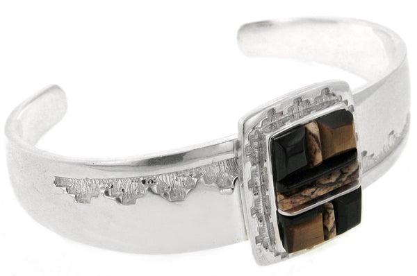 David Rosales Empress Inlaid Sterling Silver Bracelet