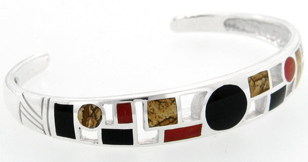 David Rosales Code Talker Inlaid Sterling Silver Bracelet