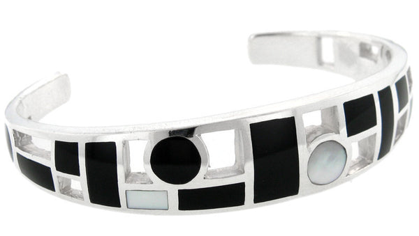 David Rosales Modern 2 Inlaid Sterling Silver Bracelet