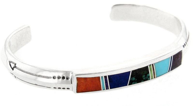 David Rosales Pathmaker Inlaid Sterling Silver Bracelet