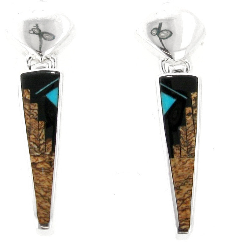 Inlaid Sterling Silver Earrings