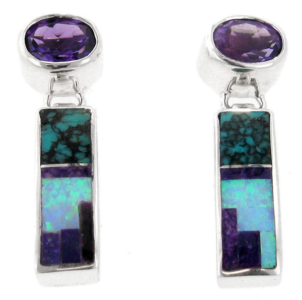 Inlaid Sterling Silver Earrings