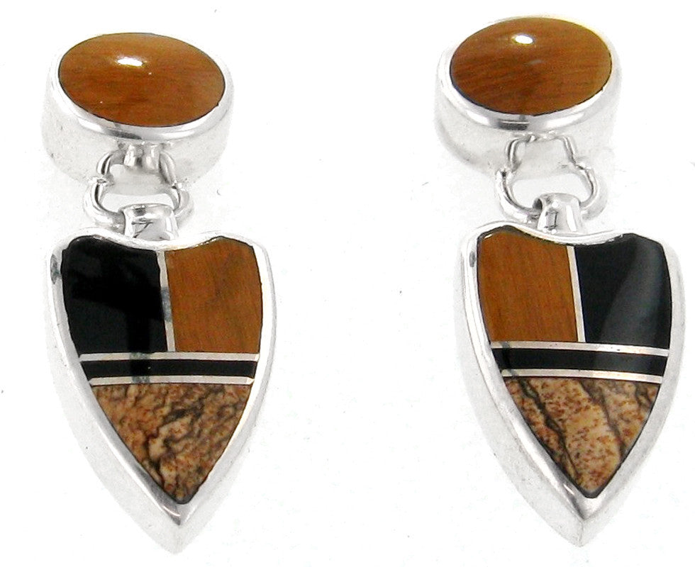 Inlaid Sterling Silver Earrings