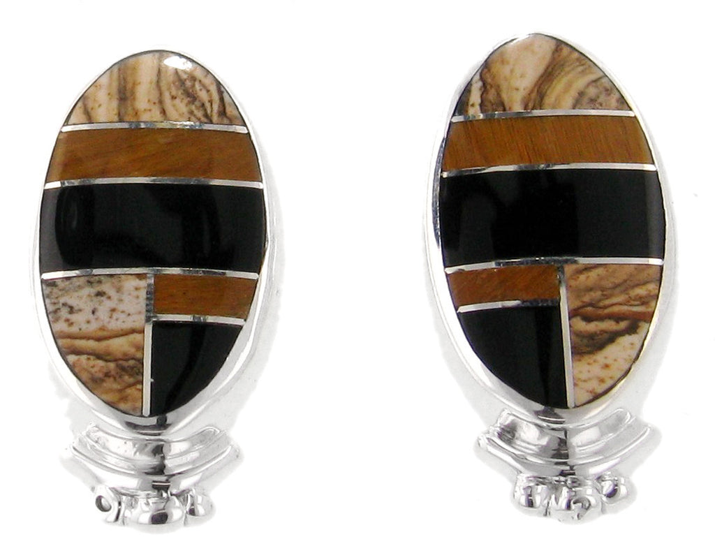 Inlaid Sterling Silver Earrings