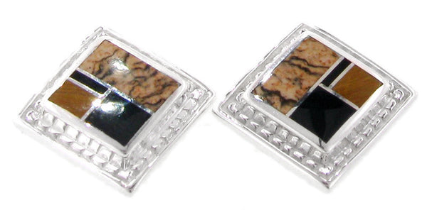 Inlaid Sterling Silver Earrings