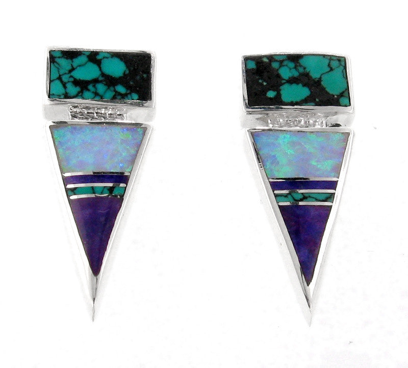 Inlaid Sterling Silver Earrings