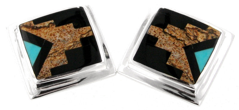 Inlaid Sterling Silver Earrings