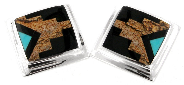 Inlaid Sterling Silver Earrings