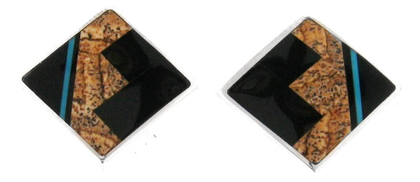 Inlaid Sterling Silver Earrings
