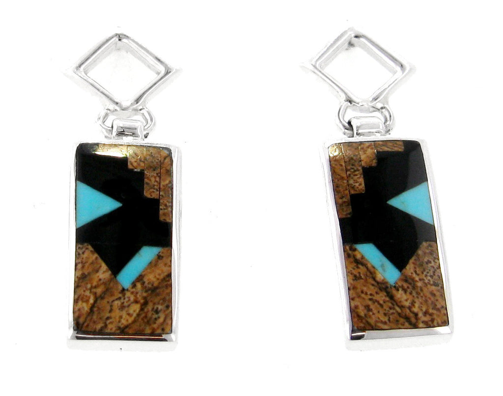 Inlaid Sterling Silver Earrings