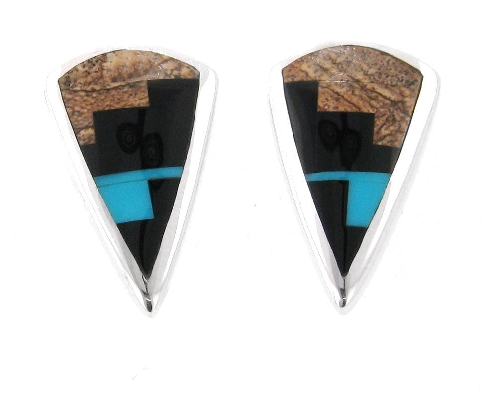 Inlaid Sterling Silver Earrings