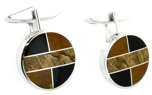Inlaid Sterling Silver Cuff Links