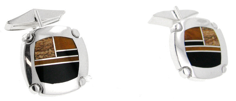 Inlaid Sterling Silver Cuff Links