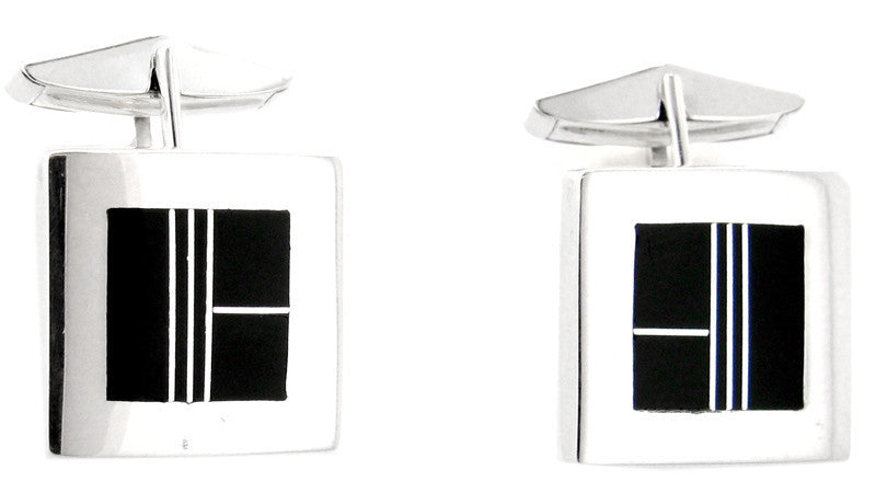 Inlaid Sterling Silver Cuff Links