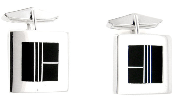 Inlaid Sterling Silver Cuff Links