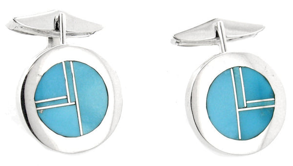 Inlaid Sterling Silver Cuff Links