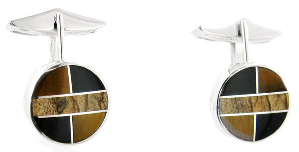 Inlaid Sterling Silver Cuff Links