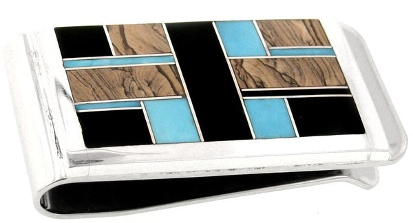 Inlaid Sterling Silver Money Clip