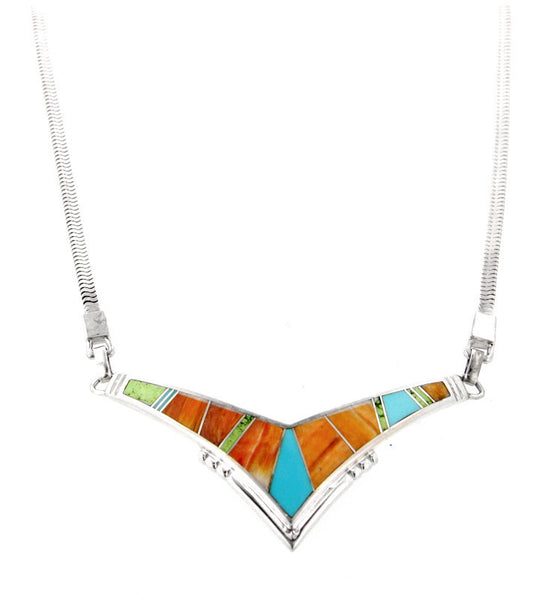 Inlaid Sterling Silver Necklace