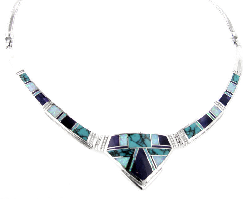 Inlaid Sterling Silver Necklace