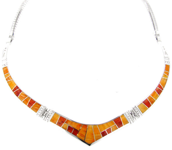 Inlaid Sterling Silver Necklace