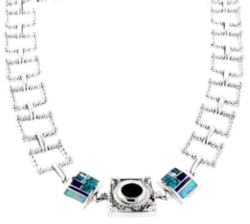Inlaid Sterling Silver Necklace