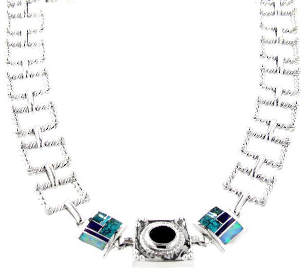 Inlaid Sterling Silver Necklace