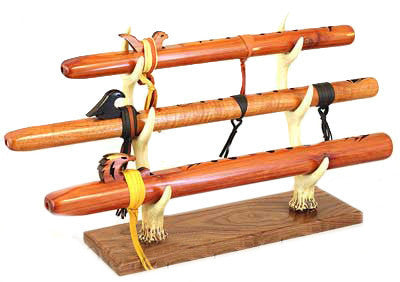 Odell Borg Walnut Antler Triple Flute Stand