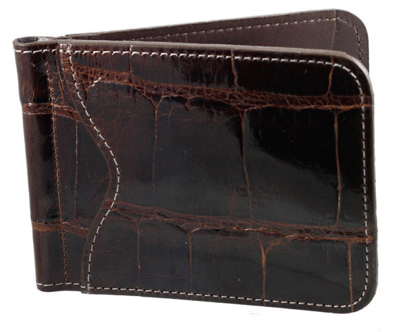 Genuine Alligator Executive Money Clip in Black, Brown, or Cognac