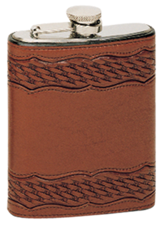 Leather Wrapped Flask Russet Basket