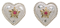 Heart Earrings w/Red Stones