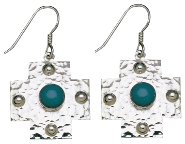 Hammered Turquoise Earrings