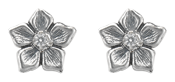Cast Sterling Flower Earrings w/CZ Center
