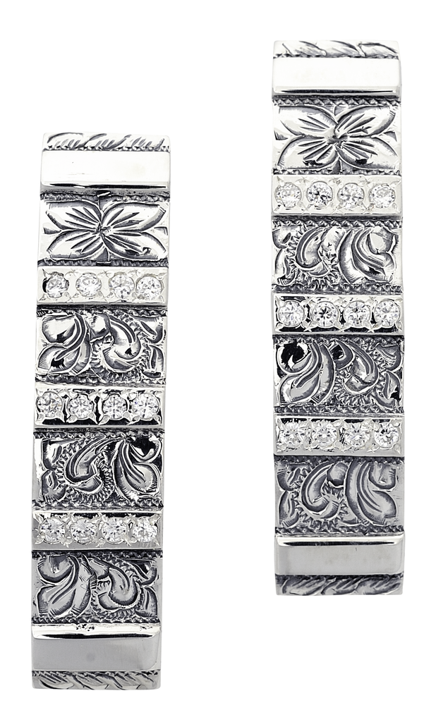 SS and CZ Band Earrings