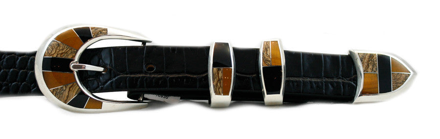 Supersmith Black Jade, Tigers Eye & Jasper 1" Inlaid Ranger Belt Buckle