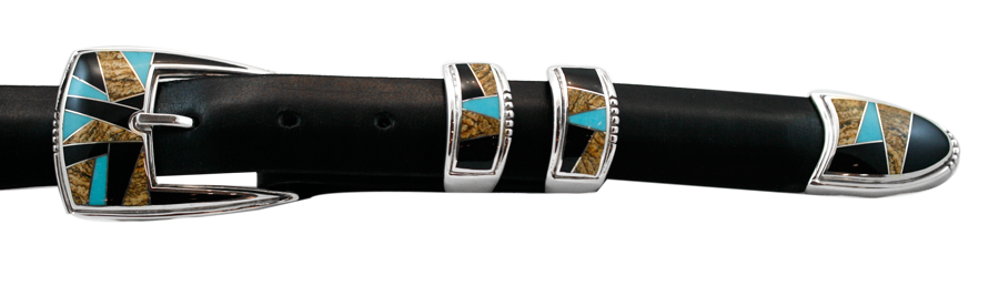 Supersmith Jade, Turquoise & Jasper 1" Inlaid Ranger Belt Buckle