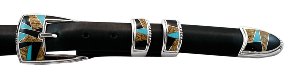 Supersmith Jade, Turquoise & Jasper 1" Inlaid Ranger Belt Buckle