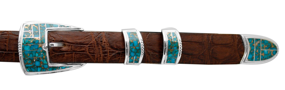 Supersmith Kingman Turquoise 1" Inlaid Ranger Belt Buckle
