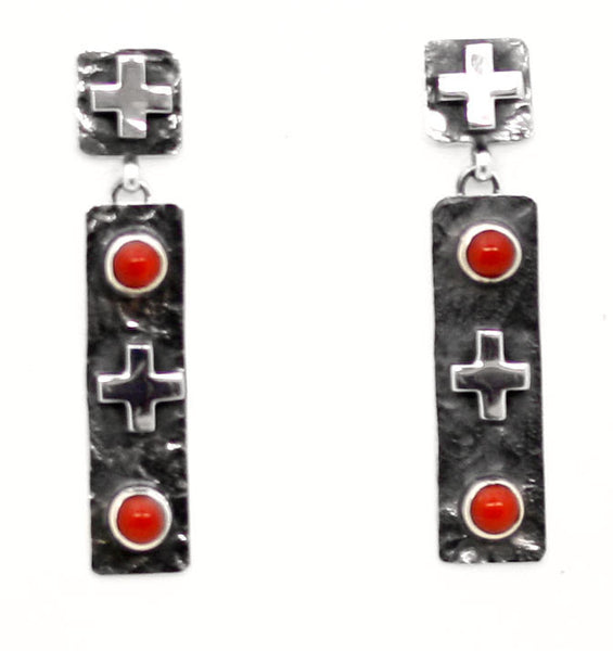 Traditional Sterling Silver Coral Earrings