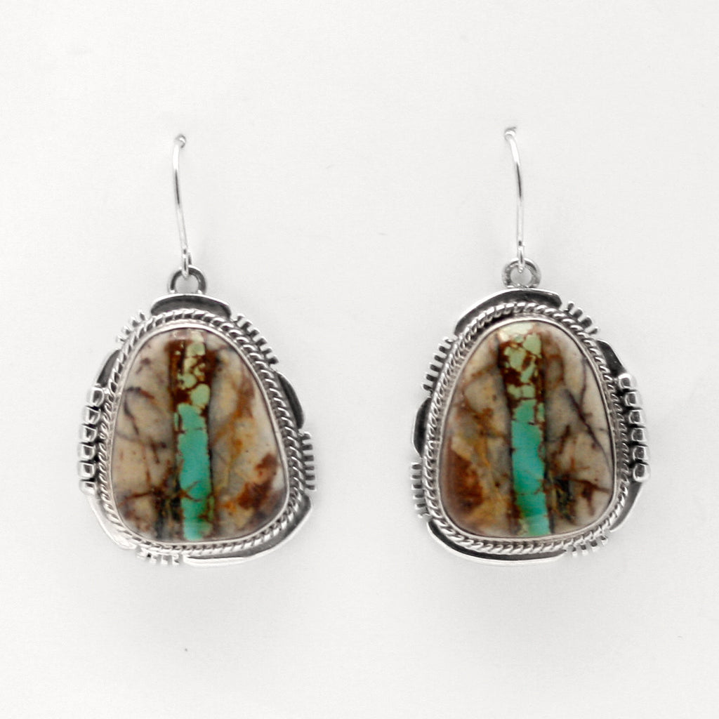 Navajo Dreamer Boulder Turquoise Sterling Silver Earrings