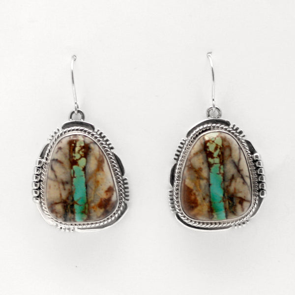 Navajo Dreamer Boulder Turquoise Sterling Silver Earrings