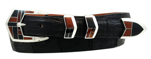 Supersmith Black Jade & Red Tigers Eye 1" Inlaid Ranger Belt Buckle