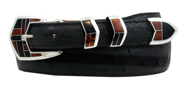 Supersmith Black Jade & Red Tigers Eye 1" Inlaid Ranger Belt Buckle
