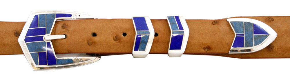 Supersmith Handcrafted Blue Lapis 1" Inlaid Ranger Belt Buckle