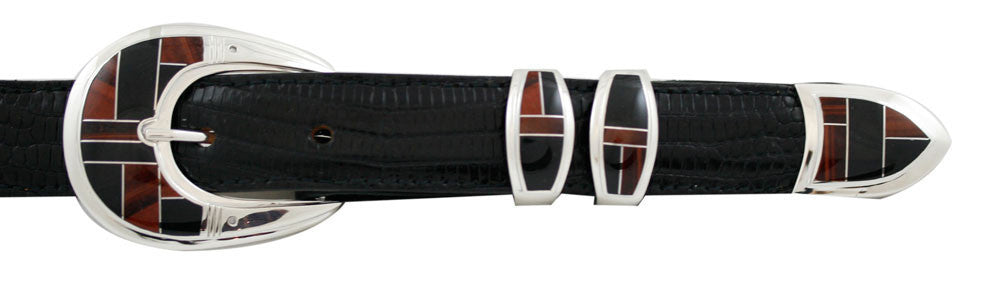 Supersmith Tigers Eye & Black Jade 1" Inlaid Ranger Belt Buckle
